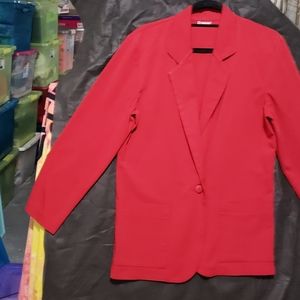 Vintage  Claude- Red one button Blazer with front pockets-Small-pre-luved